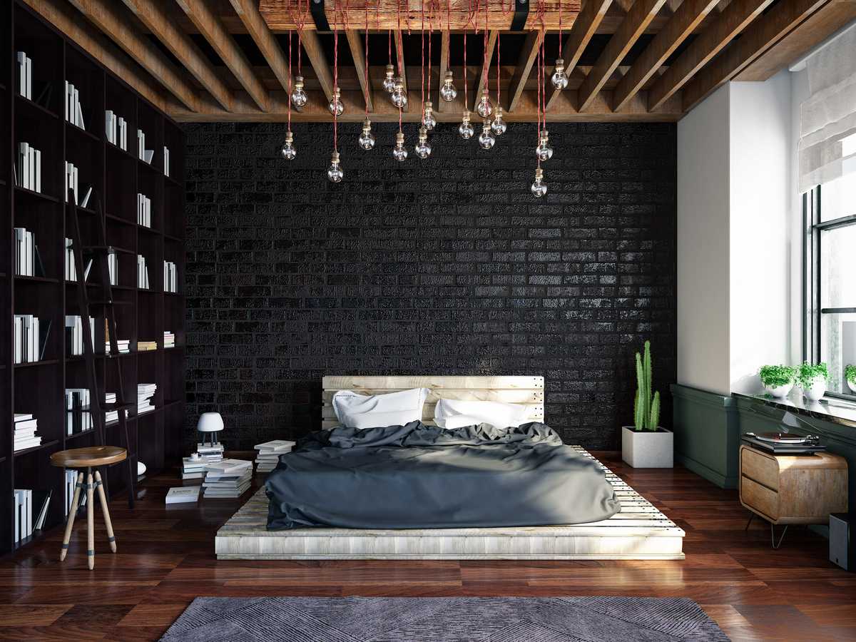 Modern loft bedroom.